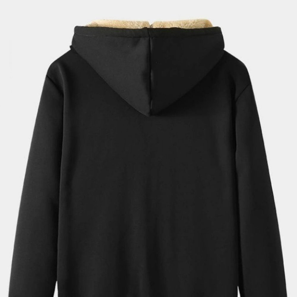 Black Mens Thermal Hoodie - Picture 3 of 7